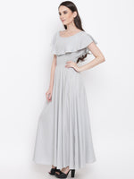 Smocking on waist maxi dress in Powder Blue