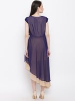 Diagonal double layered dress in Midnight Blue