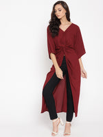 Front twist long top in Maroon